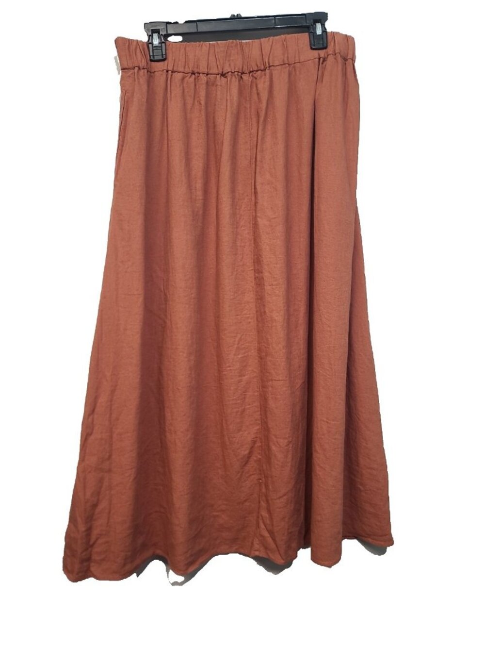 Madewell Linen-Blend Side-Button Midi Skirt Size XL Brown EUC - Picture 2 of 6